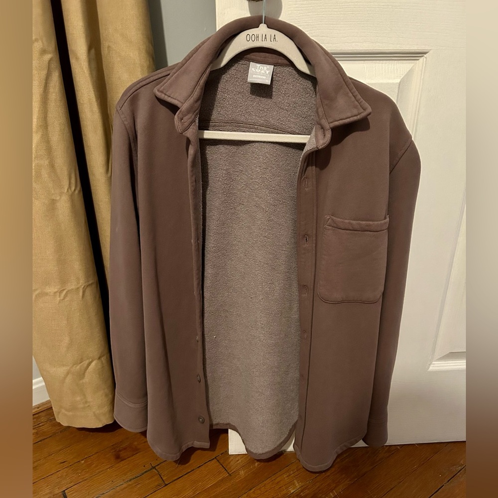 Aritzia TNA Cozy Fleece Boyfriend Shirt Jacket NWOT